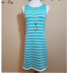 Sail to Sable Aqua Stripe Sleeveless Dress XS